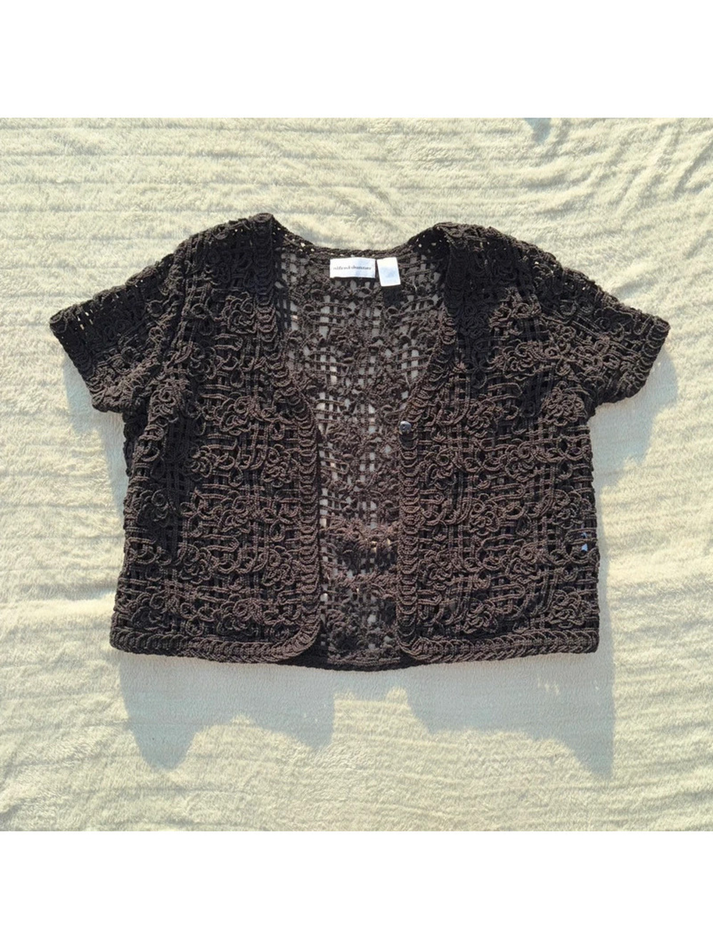 Gothic Coquette crochet black alfred dunner mini cardigan